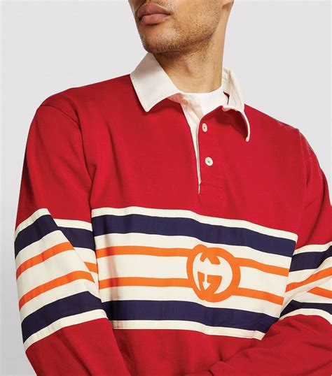 cotton polo with gucci stripe red|Gucci interlocking g shirt.